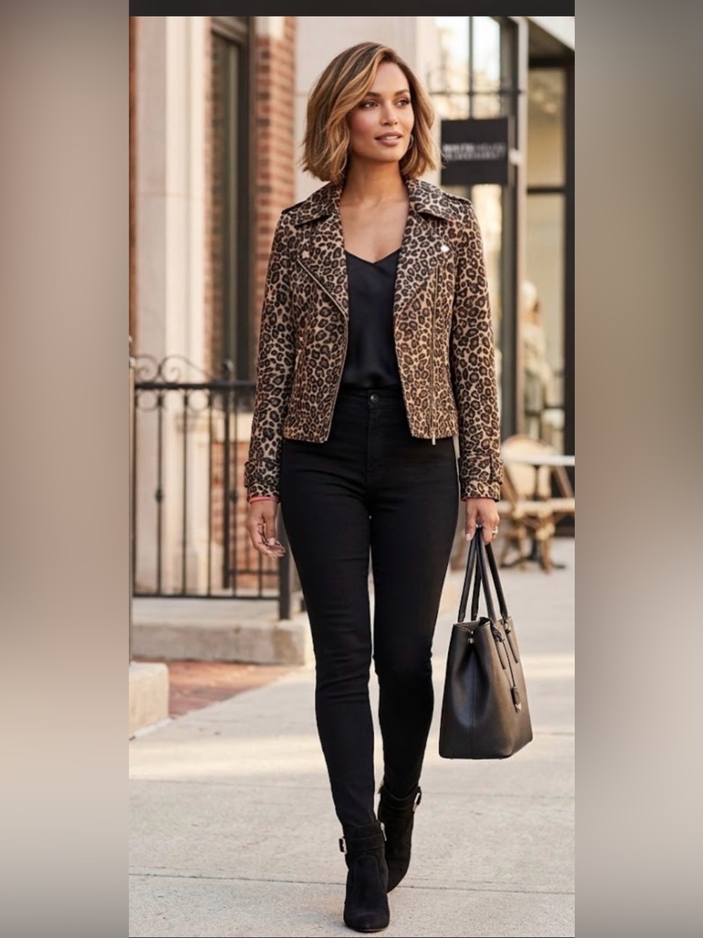 Leopard Print Moto Jacket